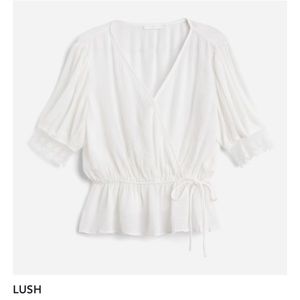 Lush Katherine Lace Trim Faux Wrap Top